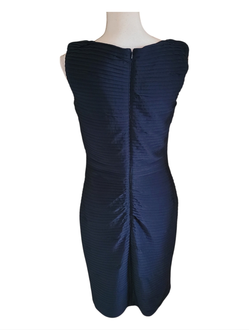 tadashi shoji sleeveless bandage sheath dress bodycon navy blue size M - Picture 2 of 5